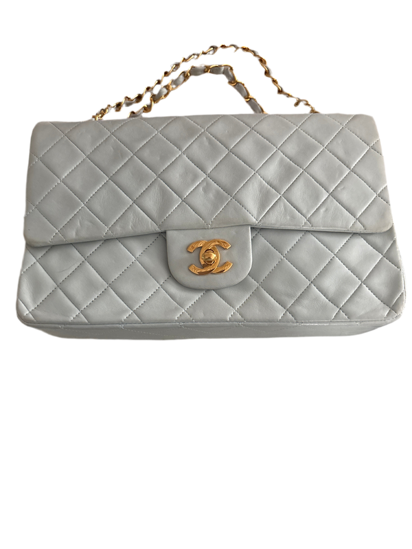 Chanel Vintage Classic Double Flap – Medium, Light Blue Lambskin, 24K Gold Hardware