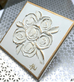 Textured bouquet on canvas  | rose bridal wedding botanical