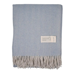 Wool Herringbone Blanket- Cornflower