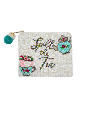 Spill The Tea Beaded Coin Pouch