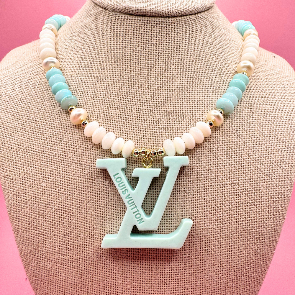 Upcycled Louis Vuitton Blue Sugar Necklace