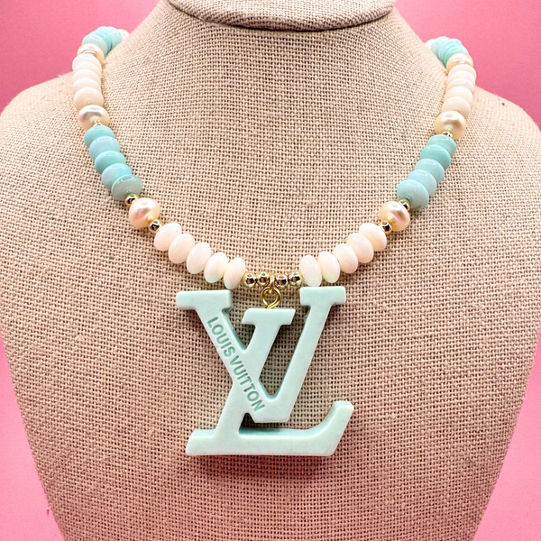 Upcycled Louis Vuitton Blue Sugar Necklace