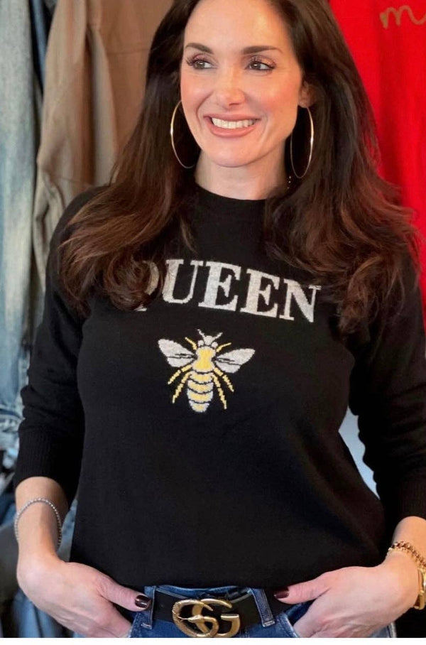 Queen Bee 100% Cashmere Sweater: Grey