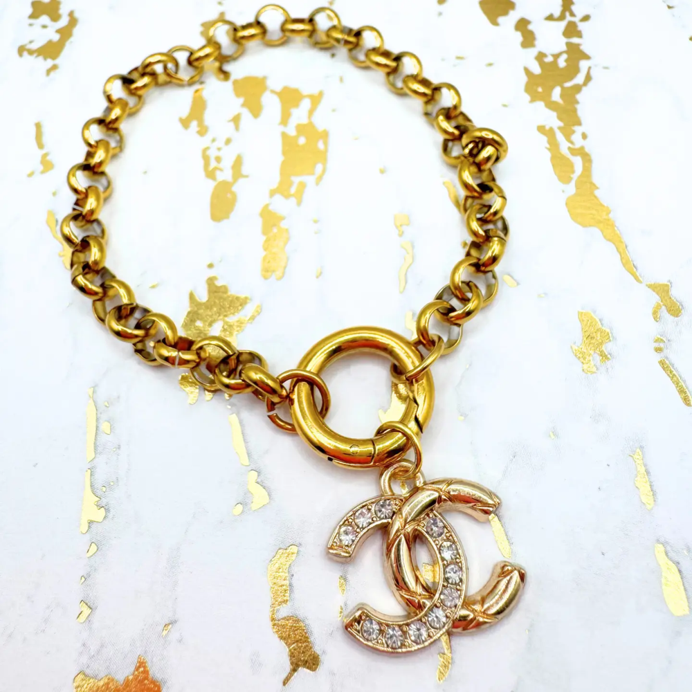 Chanel Up cycled 18K Gold Plated Stainless Steel Bracelet