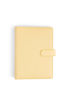 A5 Binder: 6 Hole with Elastic Pen Holder & Magnetic Closure: Yellow