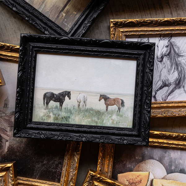 Antique Beach Walk | French Brass Inspired Gold Mould Framed Art: 8 x 10