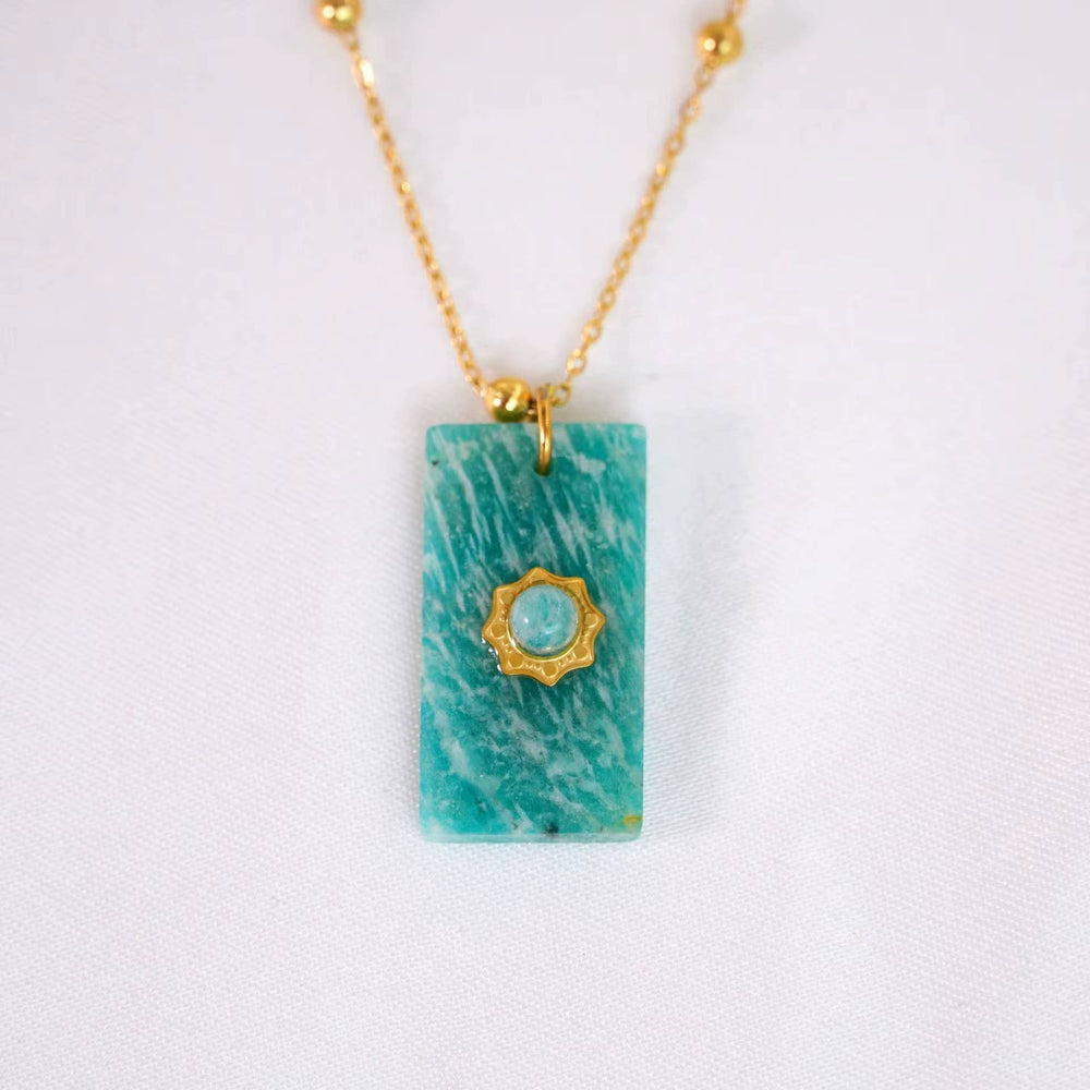 Augusta Antonia Sun Pendant Necklace | Amazonite