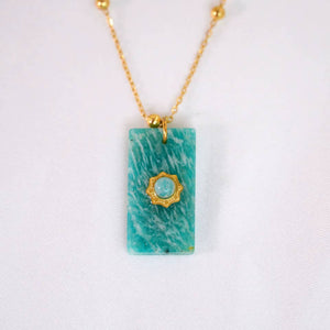 Augusta Antonia Sun Pendant Necklace | Amazonite