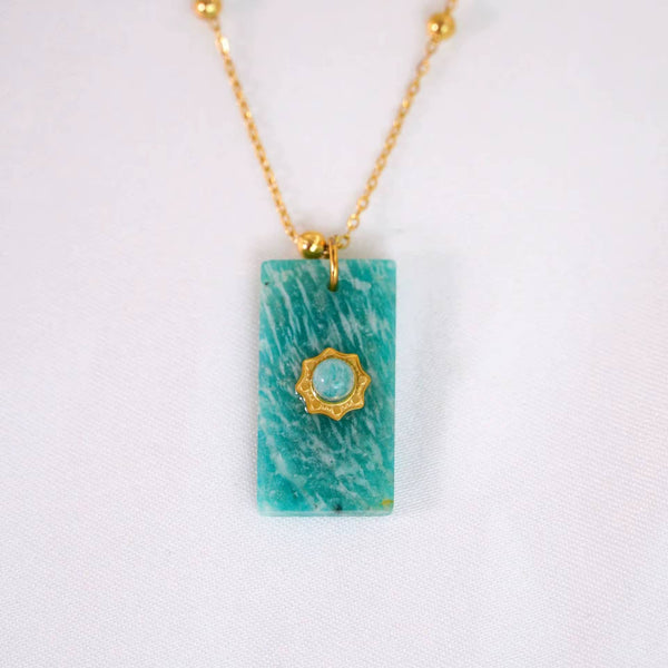 Augusta Antonia Sun Pendant Necklace | Amazonite