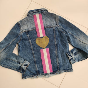 Denim Beaded Gold Heart Jacket