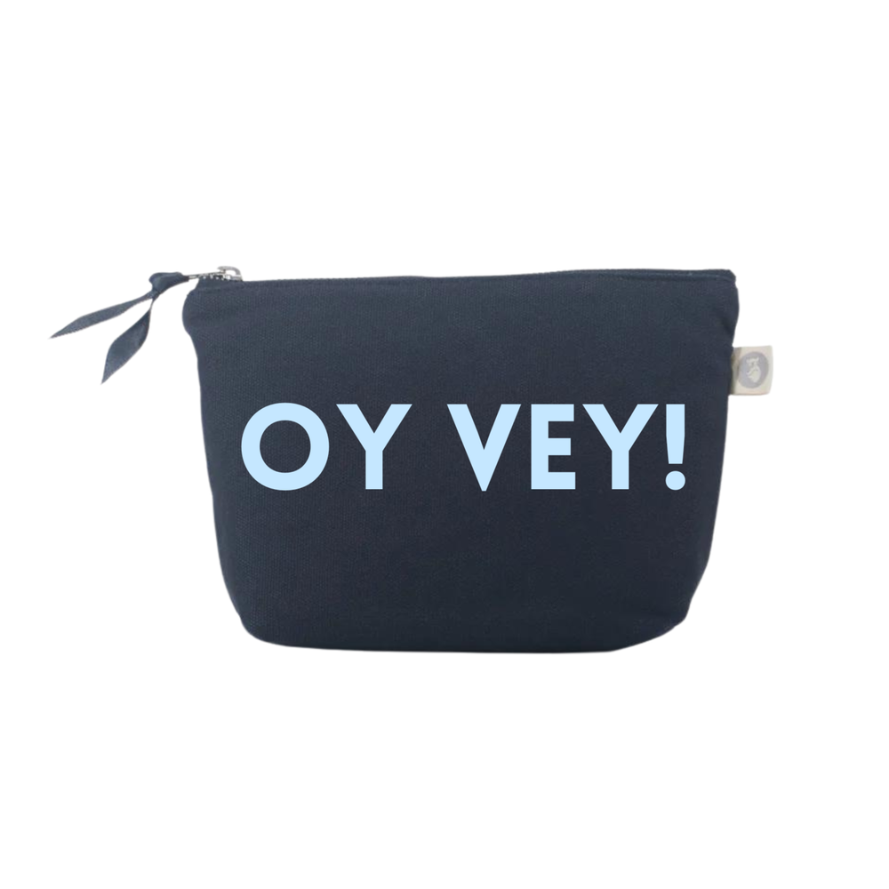 Navy Makeup Bag - Light Blue Matte OY VEY!