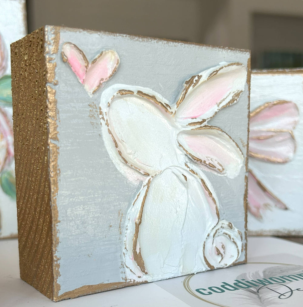 Bunny heart mini block  |  floral Easter Spring baby nursery