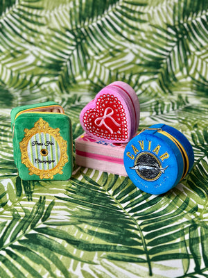 "Press for Champagne" Velvet Jewelry Zip Case / Organizer