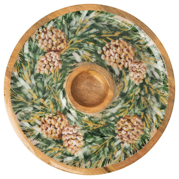 Gilded Swag Mango Wood Chip & Dip Platter Christmas