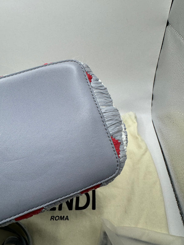 Fendi Peekaboo Limited Edition Mini Woven & Raffia Floral Bag