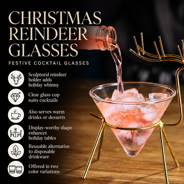 Reindeer Cocktail Glasses: Black