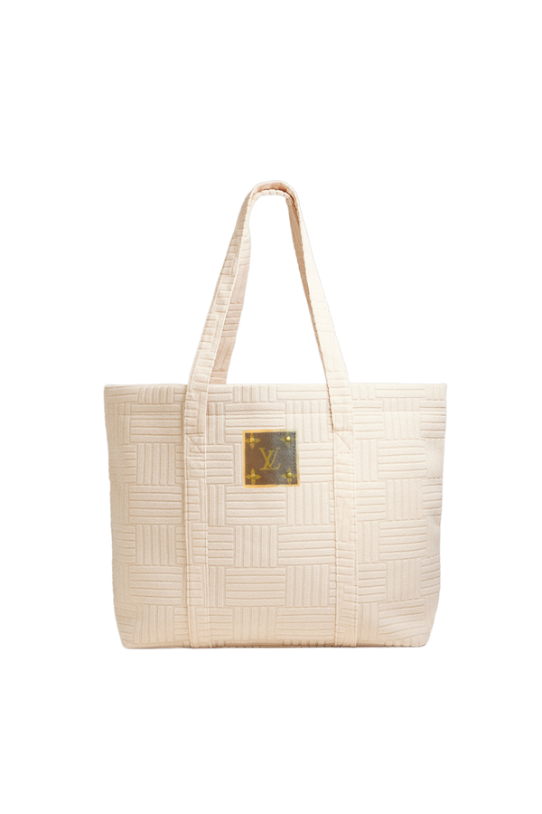 Upcycled Terry Cloth Tote Bag: Ivory