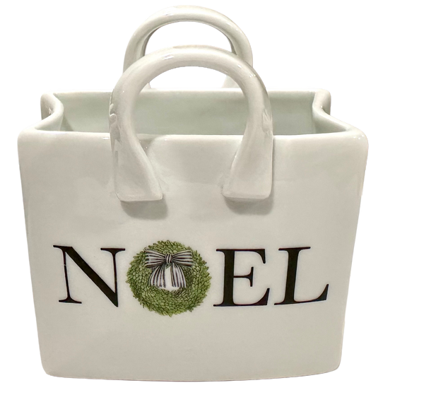Christmas Holiday boxwood Noel Shopping Tote, Small