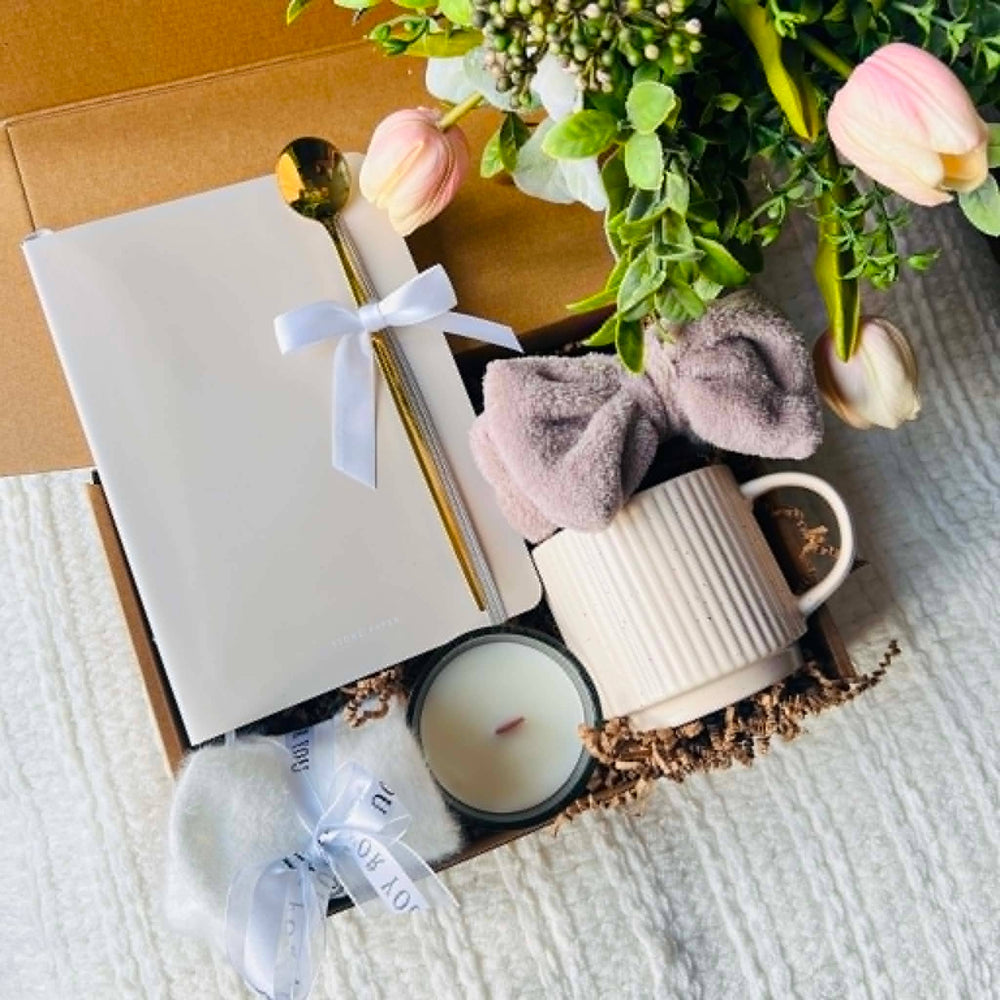 Cozy Self Care Basket Gift Set Notebook