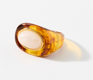Gummy Resin Signet Ring | Autumn, Cognac, Jade & Blue