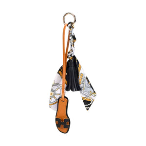 Designer Sandal w/ Scarf Bag Charm Brown
