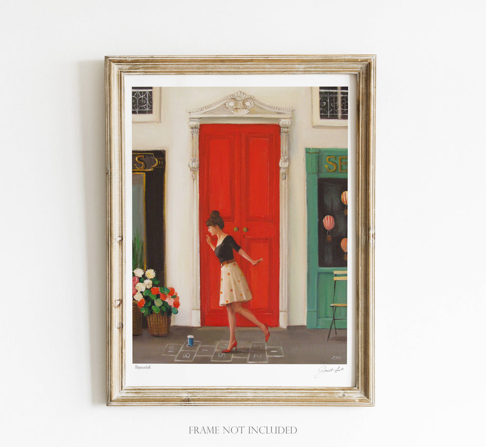 Hopscotch Art Print -8.5" X 11" with frame