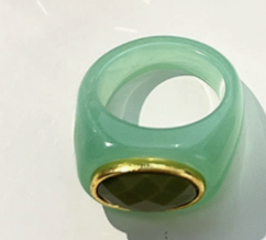 Gummy Resin Signet Ring | Autumn, Cognac, Jade & Blue