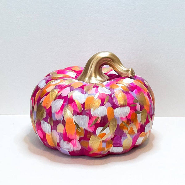 Large Pink Abstract Pumpkin|Jessica Reynolds Art