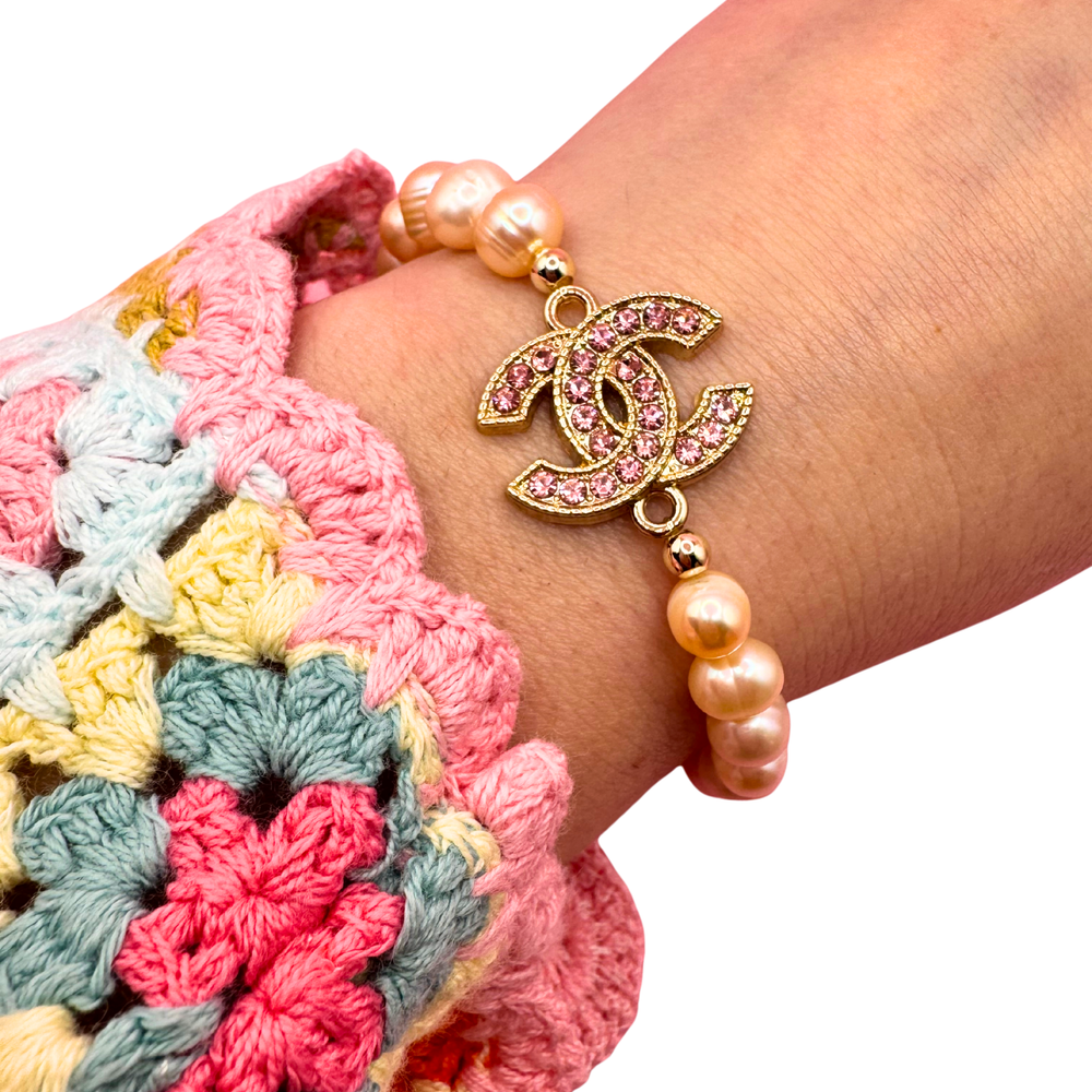 Upcycled Chanel PINK FRESHWATER PEARLS +14K GOLD FILLED MIX: 6.5"