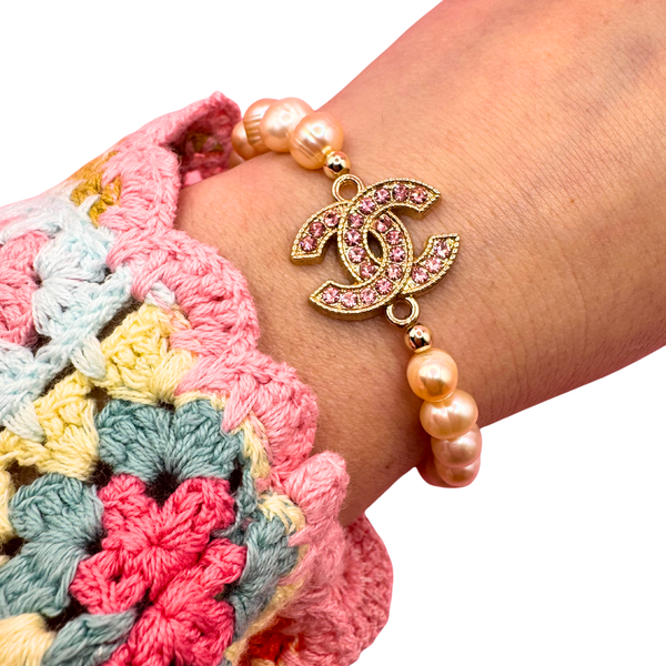 Upcycled Chanel PINK FRESHWATER PEARLS +14K GOLD FILLED MIX: 6.5"