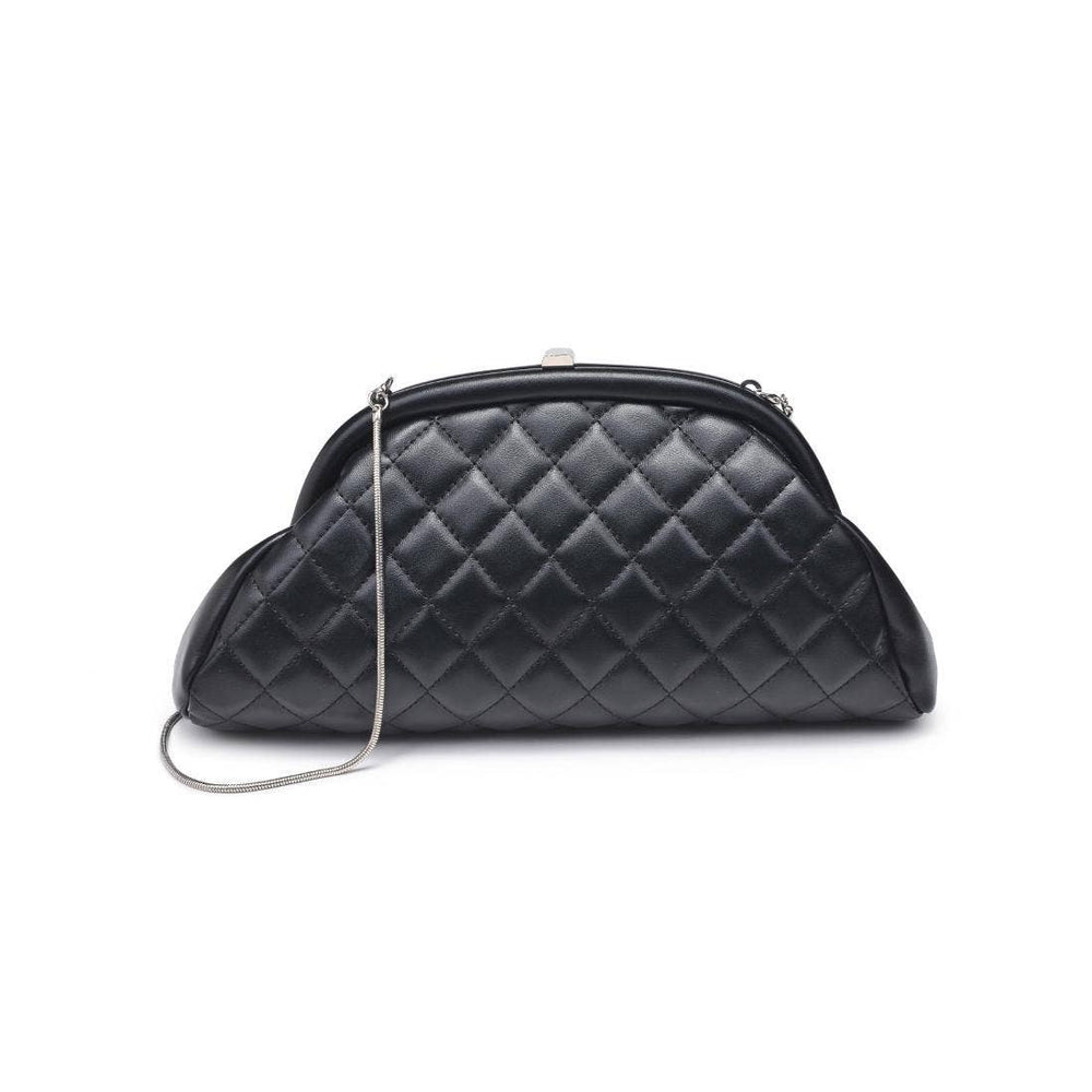 Ava - Quilted Clutch: Black