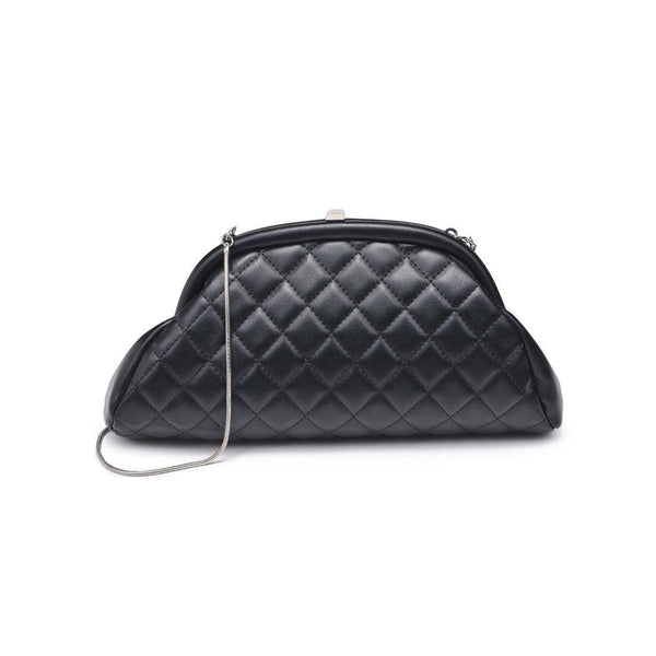 Ava - Quilted Clutch: Black