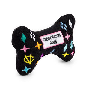 Black Monogram Chewy Vuiton Bone Squeaker Dog Toy: XL