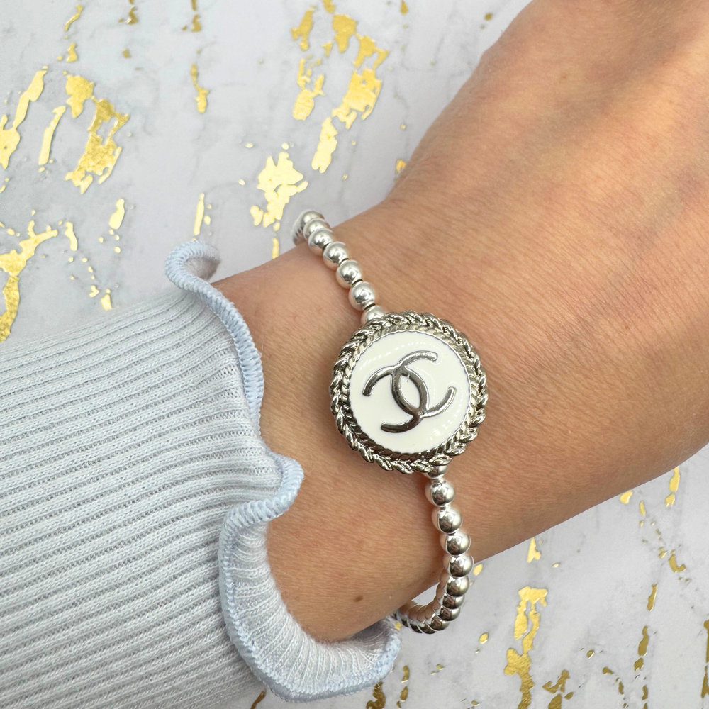 4mm Sterling Silver Beaded Bracelet: 7"