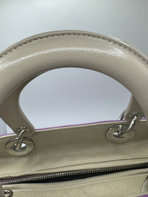 Dior Lady Dior Tri-colour Genuine Python side purple/pink/cream with SHW