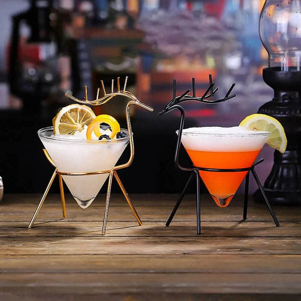 Reindeer Cocktail Glasses: Black