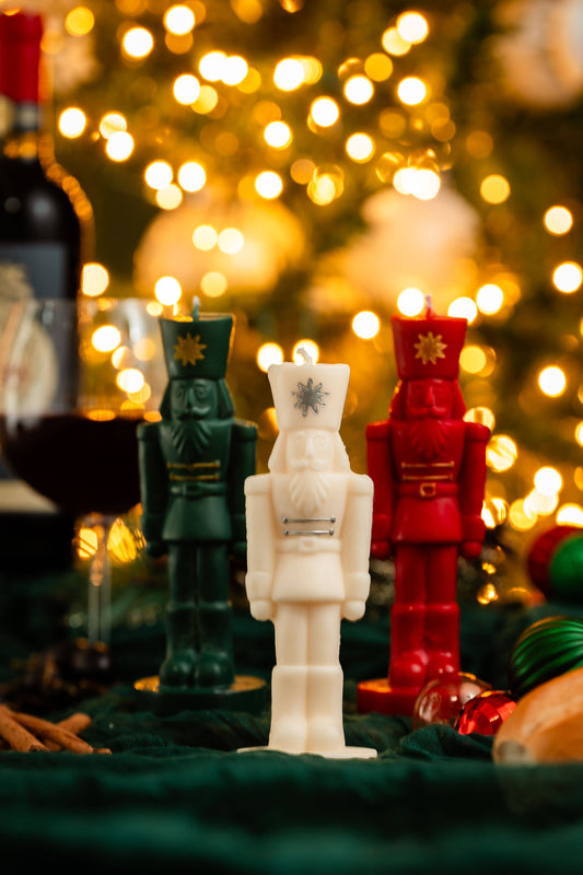 Nutcracker Candle | Christmas candle | Soy Wax Candle: Green / Citrus / Gold Painted