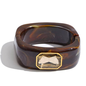 Gemstone Cuff Bangle Bracelet | Dark Brown