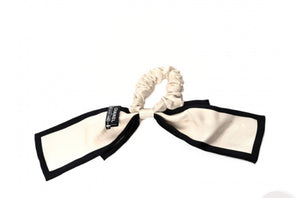 Silk Twill Hair Tie Ivory Black
