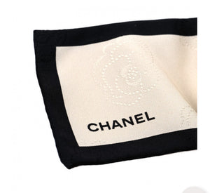 Silk Twill Hair Tie Ivory Black