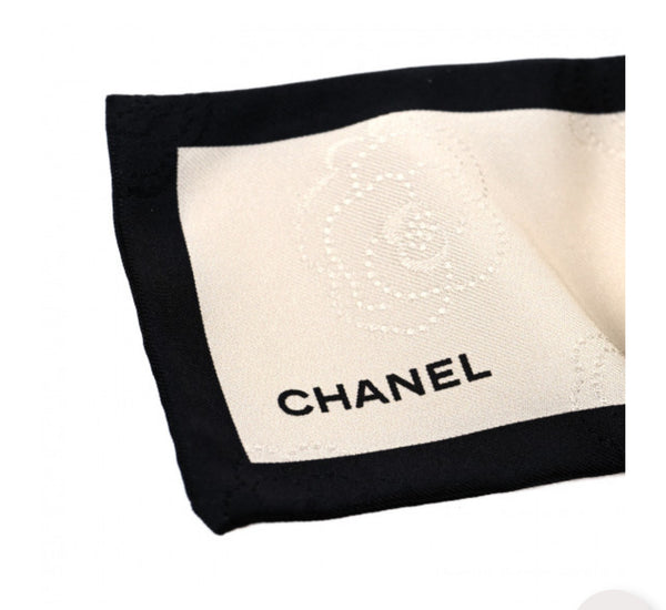 Silk Twill Hair Tie Ivory Black