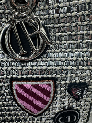 Christian Dior Limited Edition Large Diorissimo Tote – Metallic Tweed with Patches