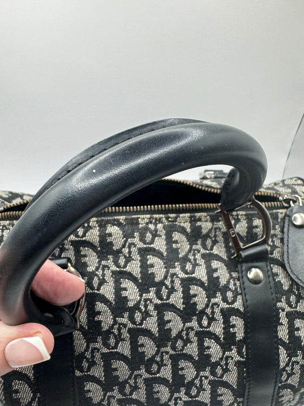 Dior 2004 Vintage Diorissimo Small Trotter Bag Black & Grey Dior print