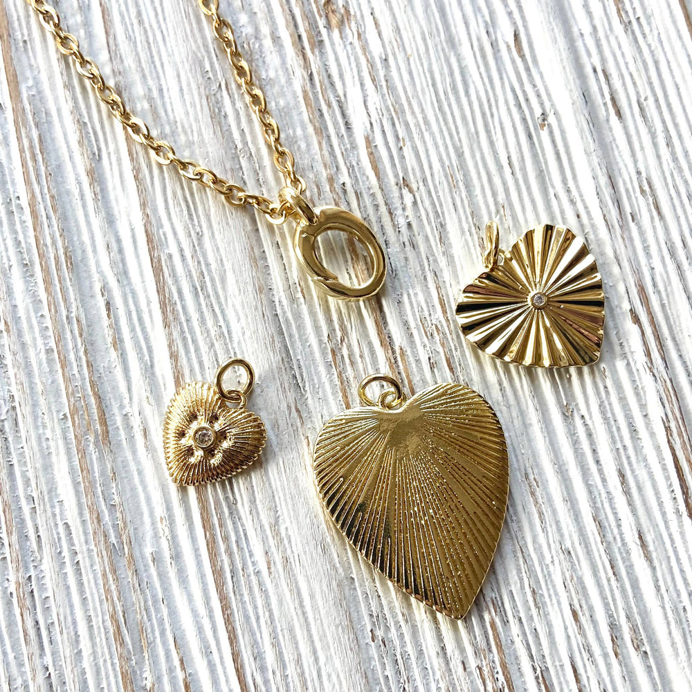 Charm necklace triple heart charms