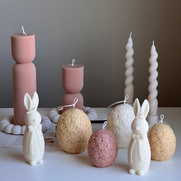 Handmade Easter Bunny Soy Candle: Spring Home Decor: Mellow