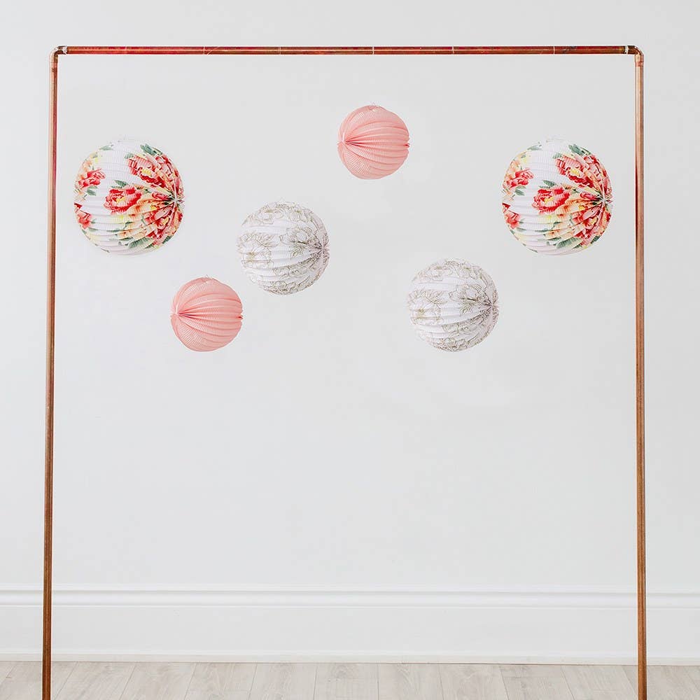 Paper Lantern Hanging Decorations - Floral - Set Of 3