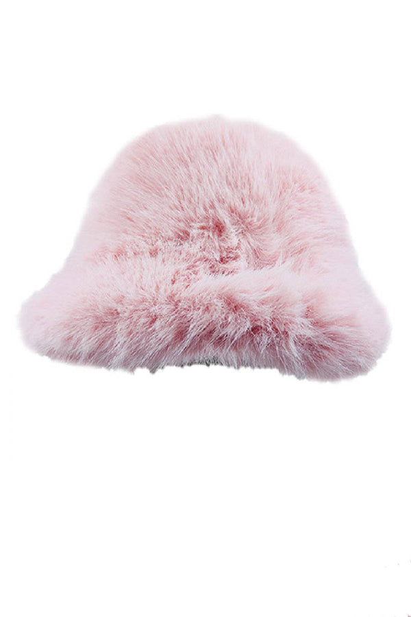Fuzzy Faux Fur Bucket Hat: Black or Tan