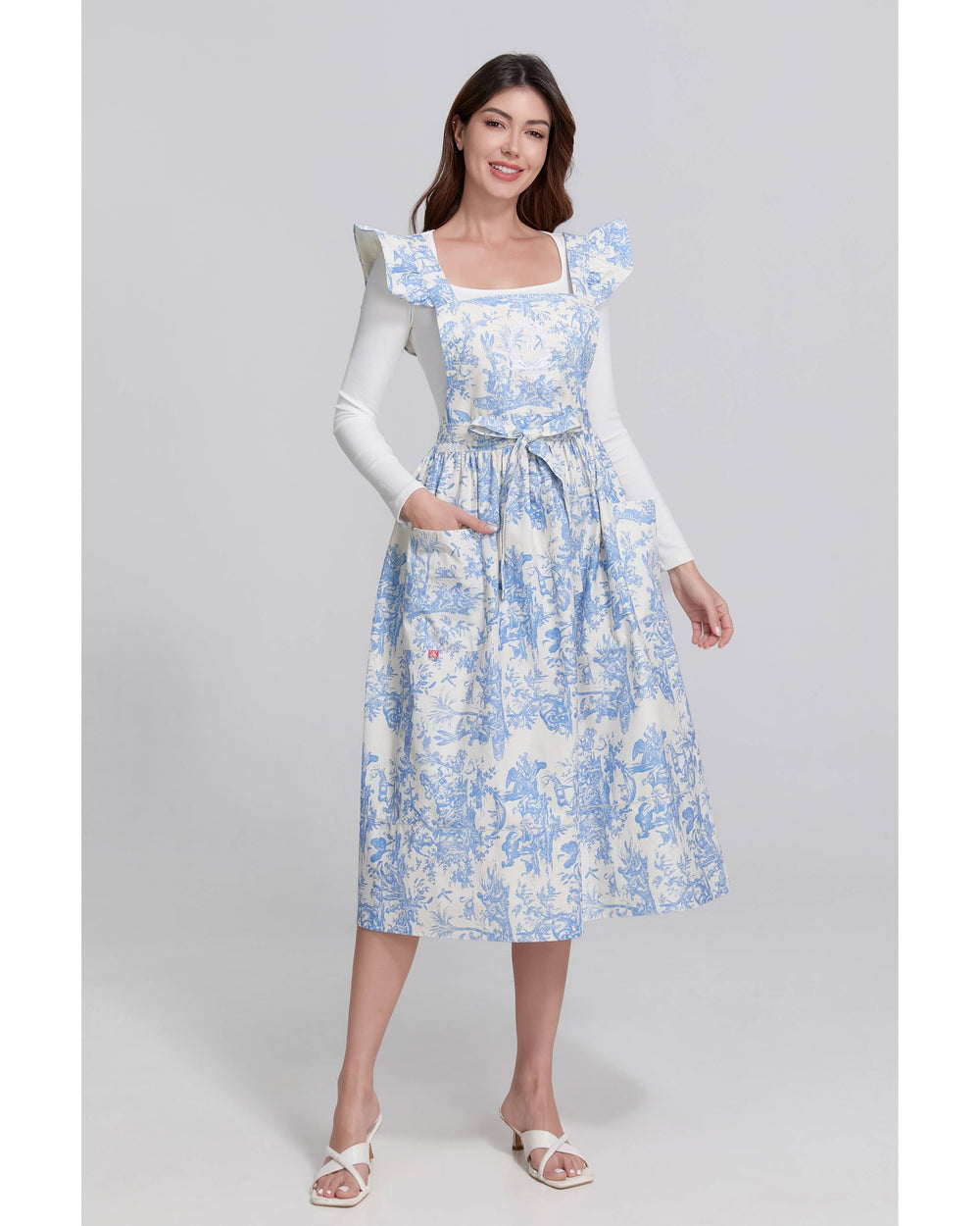 French Toile de Jouy APRON - Blue