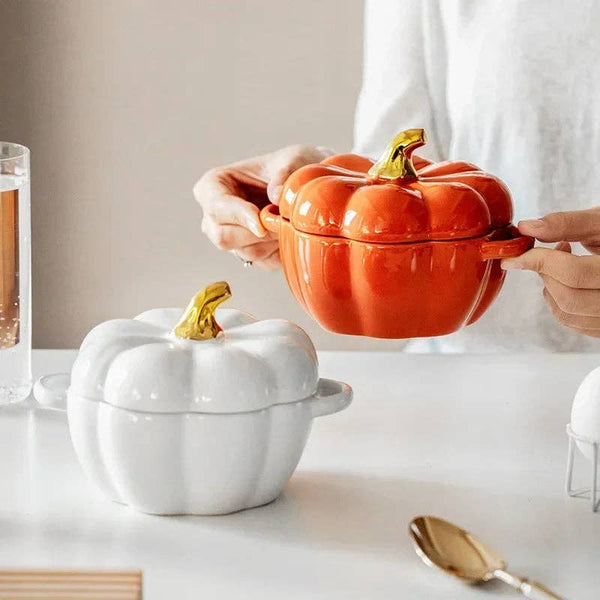 Orange Pumpkin Terrine Bowl with Lid