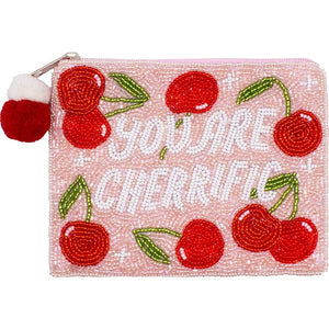 Cherrific Beaded Pouch LAC-CP-1556: Red